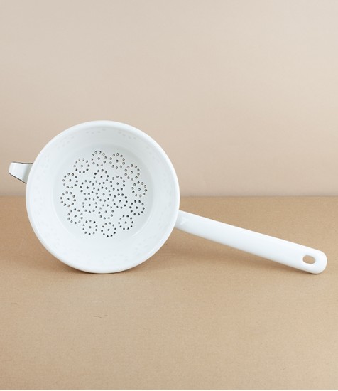 Austrian enamelled steel colander with handle