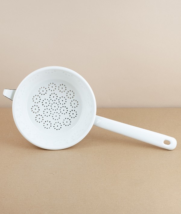 Austrian enamelled steel colander with handle