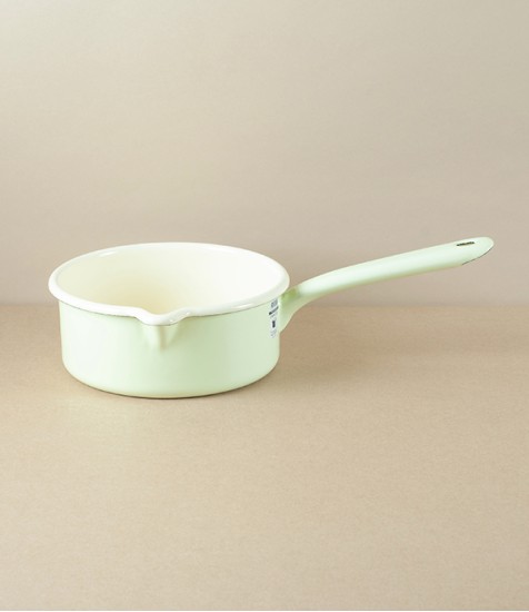 Austrian Enamel Saucepan, Pistachio, 1 Litre