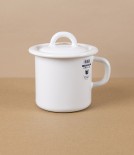 Austrian Enamel Mug with Matching Lid, White