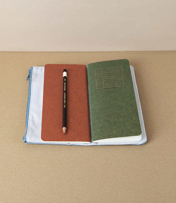 Yamamoto Paper ‘Ro-Biki’ Canvas Notebook Cover & Utility Case, Sea Blue