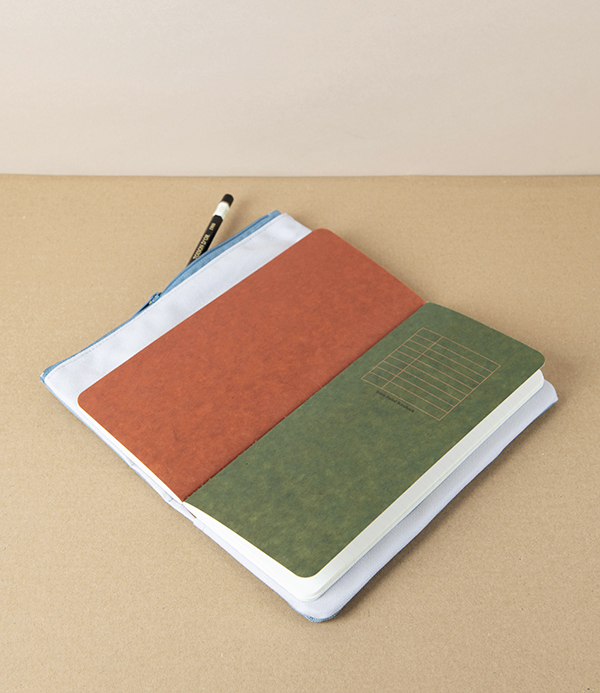 Yamamoto Paper ‘Ro-Biki’ Canvas Notebook Cover & Utility Case, Sea Blue