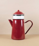 Romanian Enamel Coffee Pot, Bordeaux, with Filter