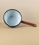 Romanian Enamel Conical Milk or Saucepan, Burgundy