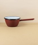 Romanian Enamel Conical Milk or Saucepan, Burgundy