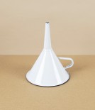Romanian Enamel Funnel with Hand-Painted Navy Rim
