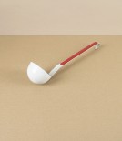 Romanian Enamel Ladle, White & Scarlet, 6cm