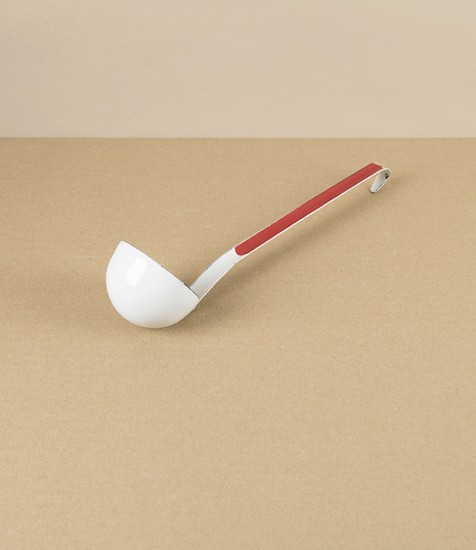 Romanian Enamel Ladle, White & Scarlet, 6cm