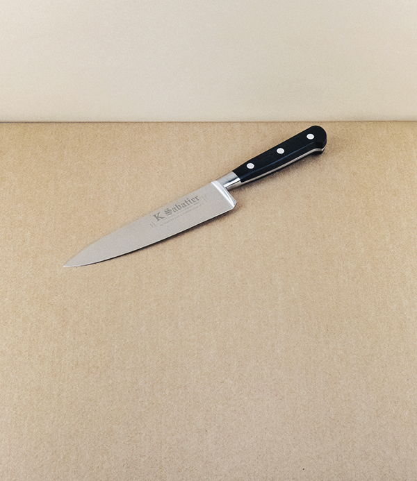 Sabatier K Knife Set with Roll, Black Handle, Stainless Steel