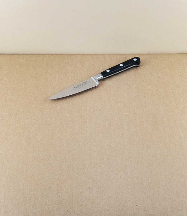 Sabatier K Knife Set with Roll, Black Handle, Stainless Steel