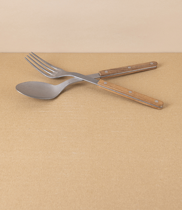 French Teak Handled Serving Set, 26cm