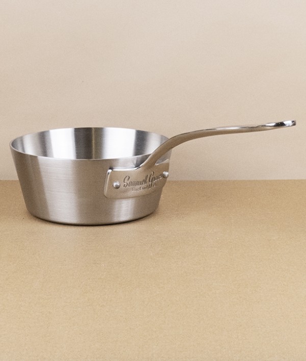English Stainless Steel Tri-ply Tapered Milk Pan