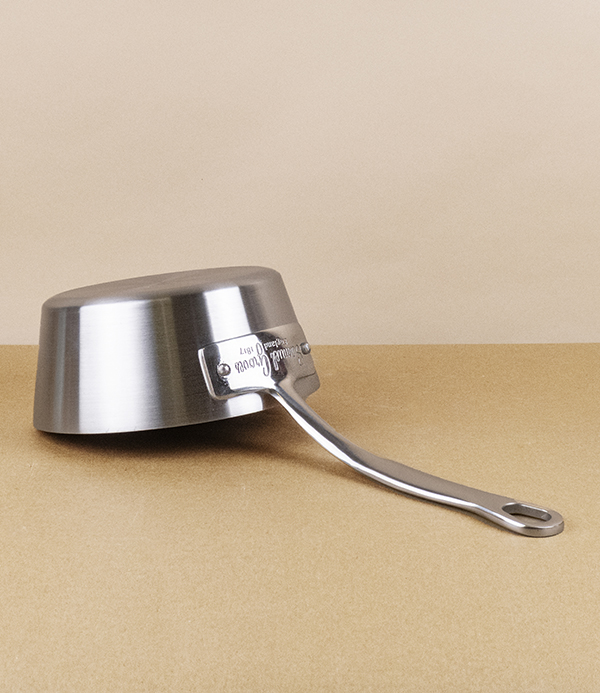 English Stainless Steel Tri-ply Tapered Milk Pan