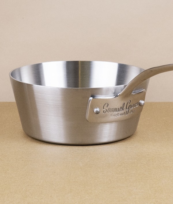 English Stainless Steel Tri-ply Tapered Milk Pan