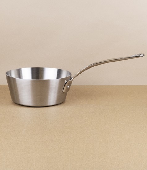 English Stainless Steel Tri-ply Tapered Milk Pan