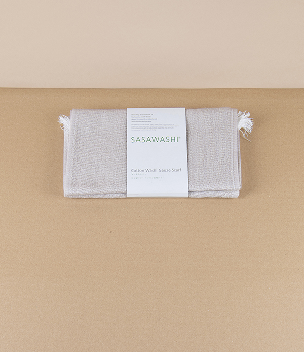 Washi Paper & Cotton Woven Gauze Summer Scarf, Beige