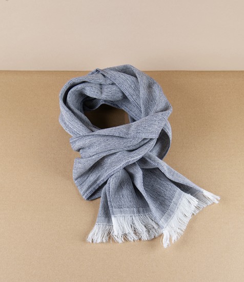 Washi Paper & Cotton Woven Gauze Summer Scarf, Navy
