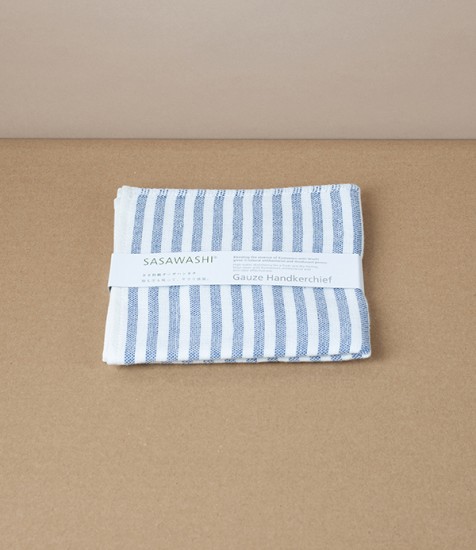 Washi Paper Handkerchief or Sports Cloth, Navy Stripe