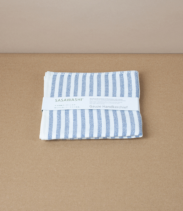 Washi Paper Handkerchief or Sports Cloth, Navy Stripe