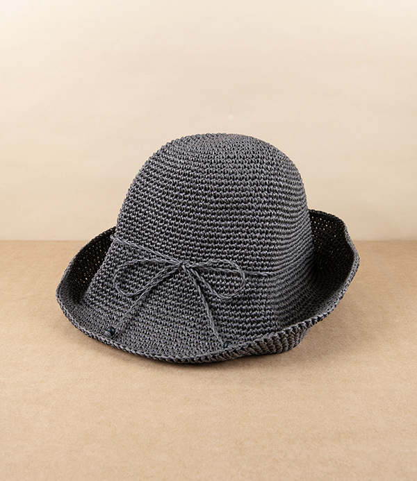 Kumazasa Washi Paper Hand-Knitted Hat, Grey