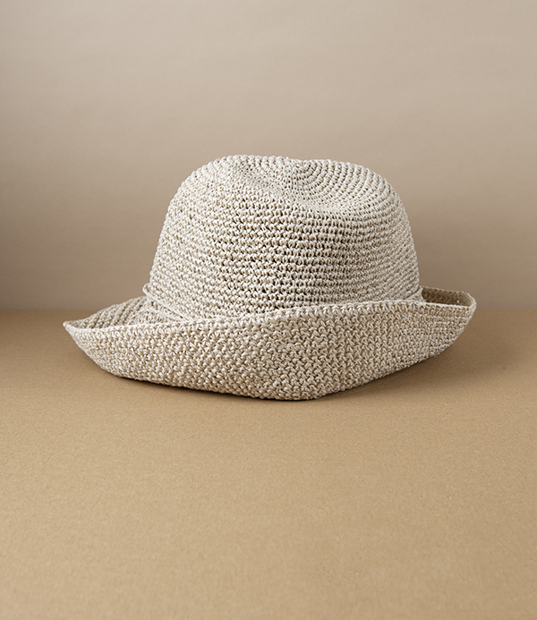 Kumazasa Washi Paper Hand-Knitted Hat, Natural