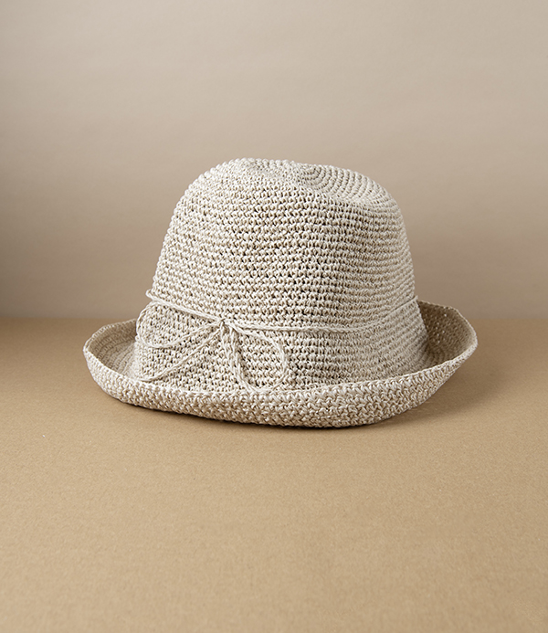 Kumazasa Washi Paper Hand-Knitted Hat, Natural