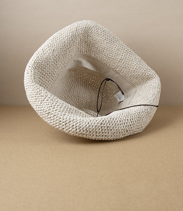 Kumazasa Washi Paper Hand-Knitted Hat, Natural