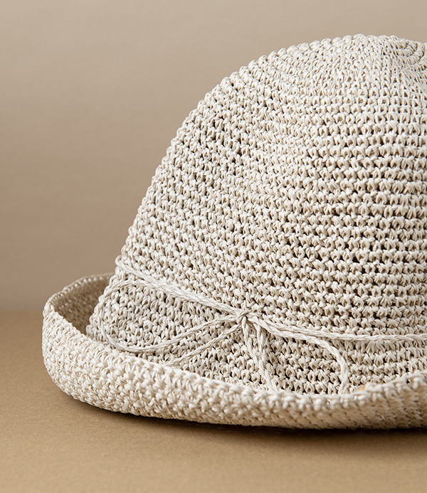 Kumazasa Washi Paper Hand-Knitted Hat, Natural
