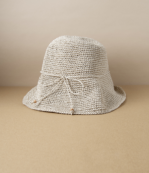 Kumazasa Washi Paper Hand-Knitted Hat, Natural