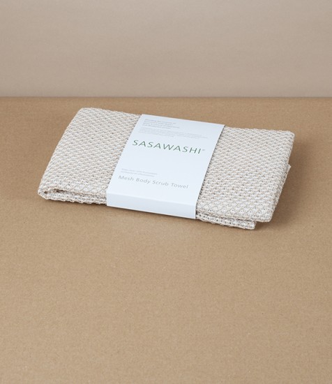 Kumazasa Washi Exfoliating Mesh Towel for the Body, Beige