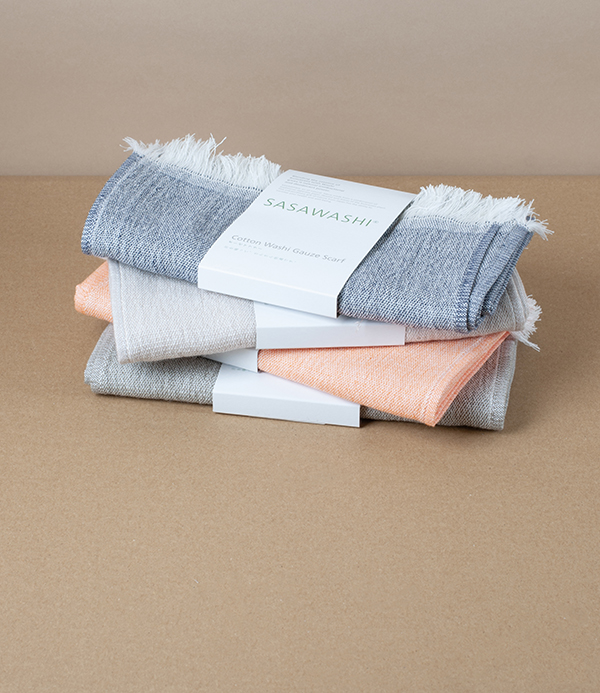 Washi Paper & Cotton Woven Gauze Summer Scarf, Beige