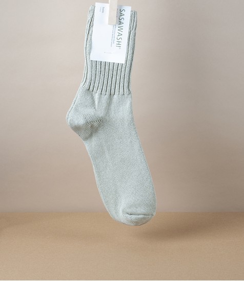 Woven Washi Paper Ribbed Socks, Sand, Large