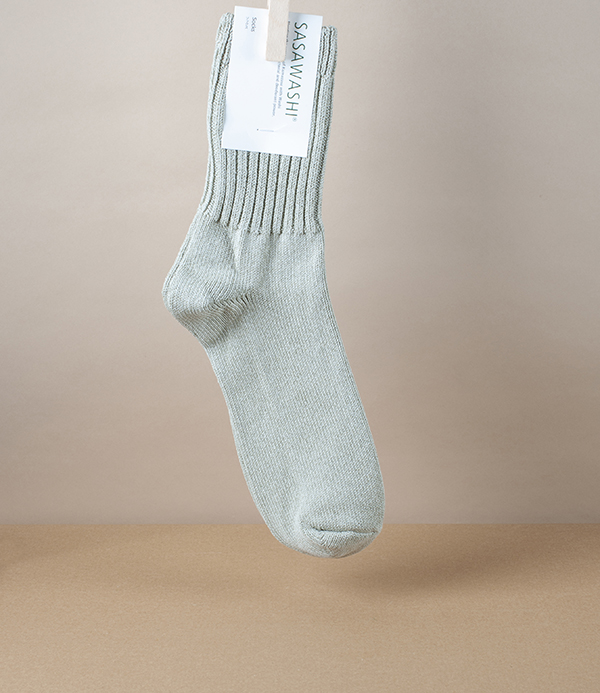 Woven Washi Paper Ribbed Socks, Sand, Large