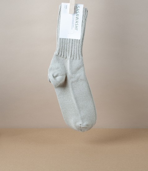 Woven Washi Paper Ribbed Socks, Sand, Medium
