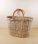 Woven Seagrass Basket with Leather Handles