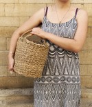 Woven Seagrass Basket with Leather Handles