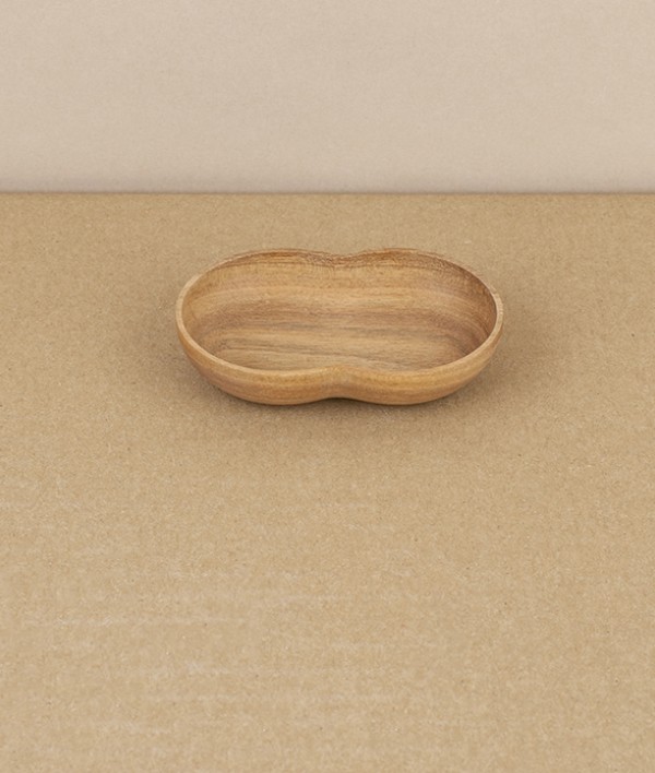 Kito Tiny Wooden Plate, 'Seed Leaf', Cherry Wood