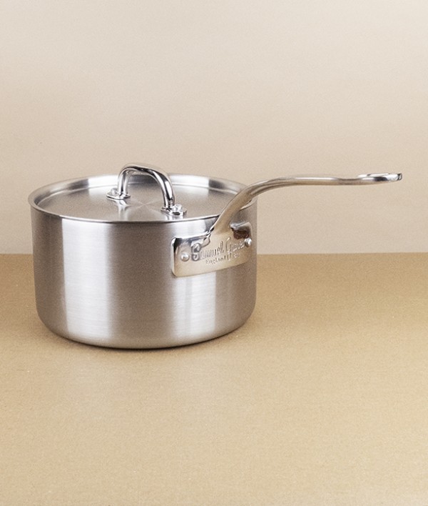 English Stainless Steel Tri-ply Lidded Saucepan, 2l