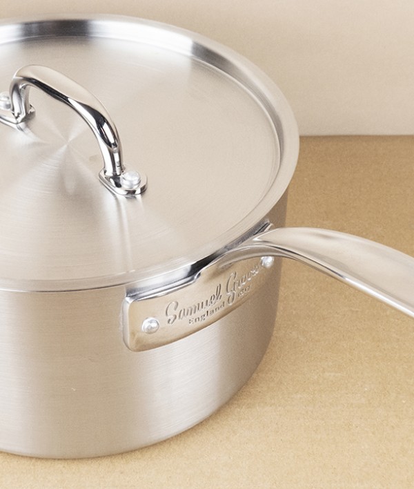 English Stainless Steel Tri-ply Lidded Saucepan, 3l