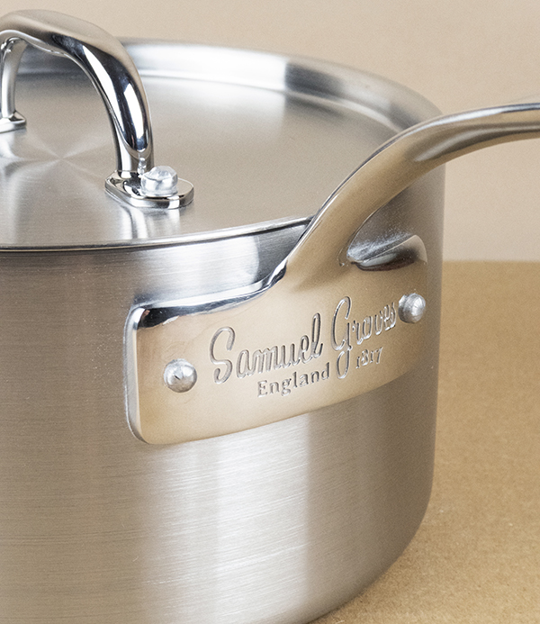 English Stainless Steel Tri-ply Lidded Saucepan, 2l