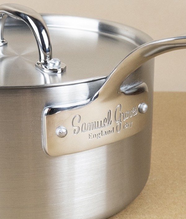 English Stainless Steel Tri-ply Lidded Saucepan, 3l