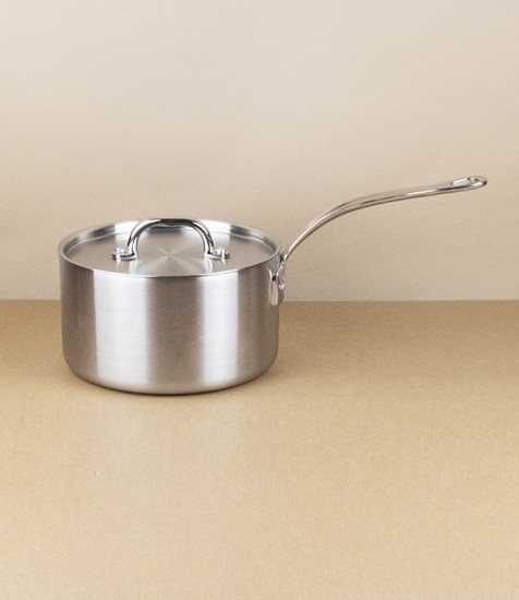 English Stainless Steel Tri-ply Lidded Saucepan, 2l