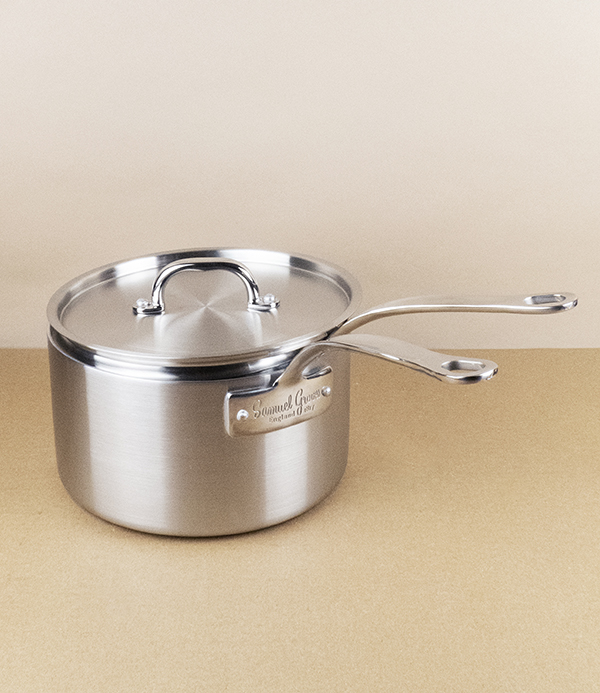 English Stainless Steel Tri-ply Lidded Saucepan, 2l