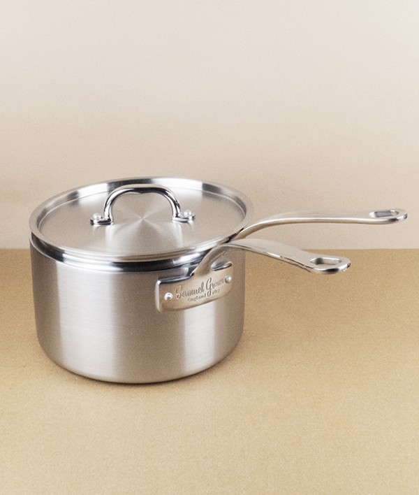 English Stainless Steel Tri-ply Lidded Saucepan, 3l