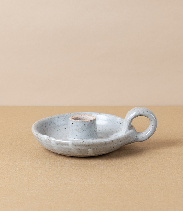 Simon Horton Candle Holder, Stoneware, Ash