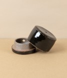Simon Horton Incense Box, Stoneware, Tenmoku