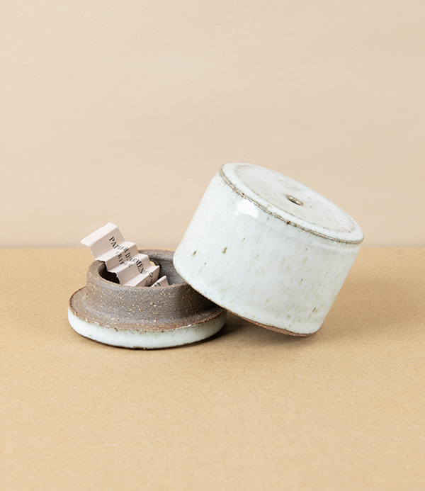 Simon Horton Incense Box, Stoneware, White Nuka