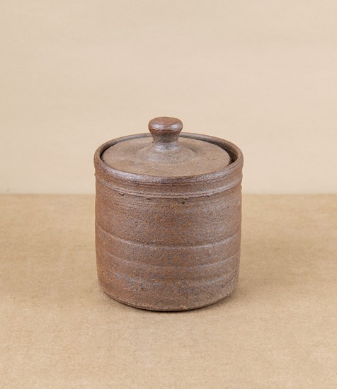 Simon Horton Stoneware Lidded Jar, Straight-Sided