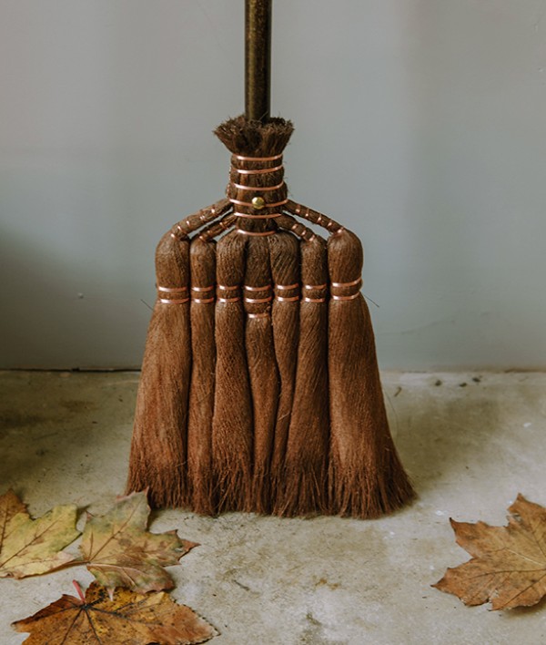 Japanese Seven-Bundle Shuro Broom, Copper Binding