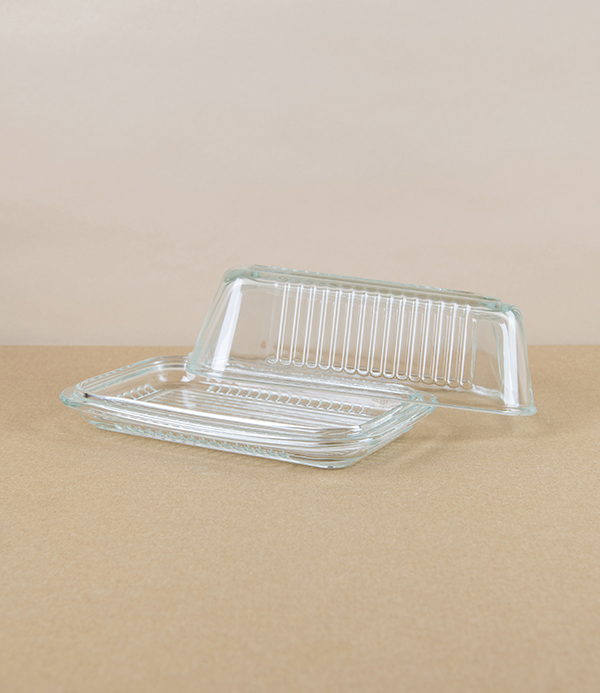 Butter Dish, Pressed Glass, Spain